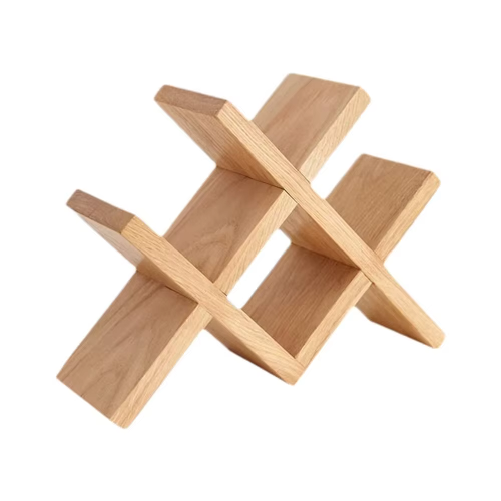 Porte-bouteilles en bois massif pour 4 bouteilles, style rustique, présentoir à vin décoratif, étagè