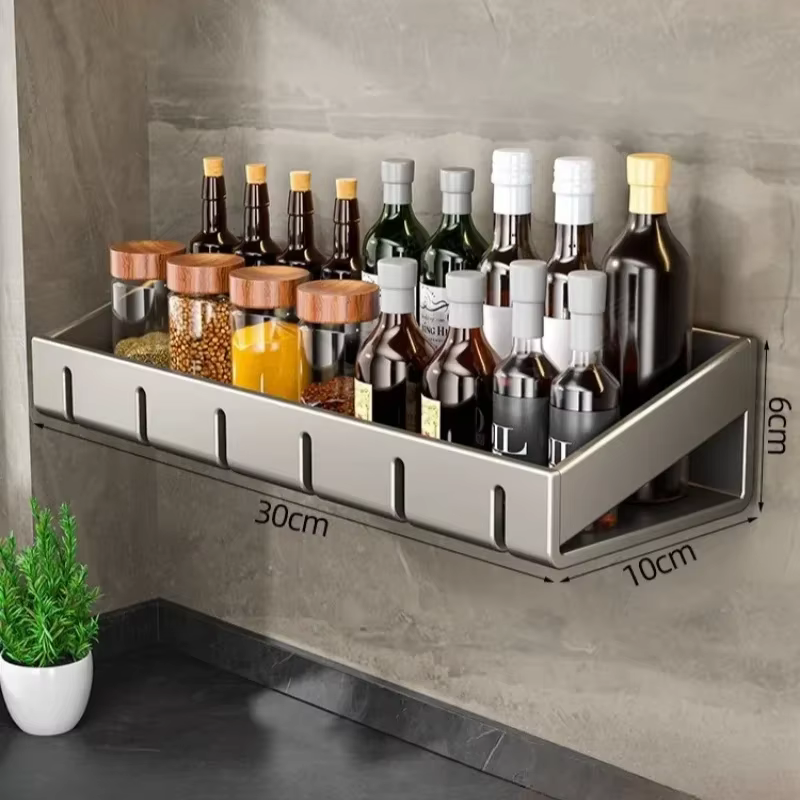 Étagère murale de rangement pour épices et condiments avec crochets suspendus, pour économiser de l'
