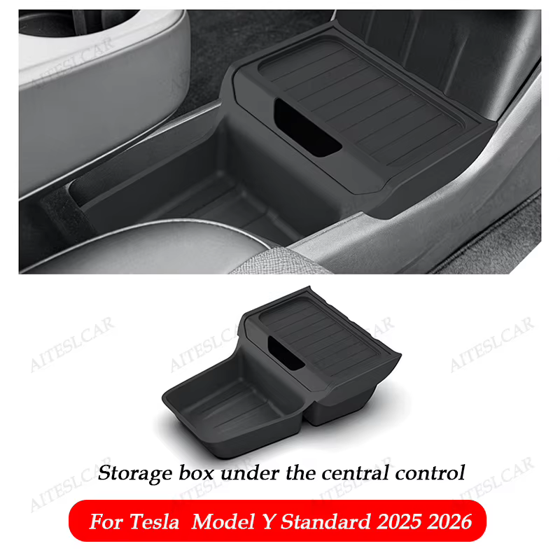 Boîte de rangement pour console centrale Tesla Model Y Standard 2025 2026, plateaux de console centr