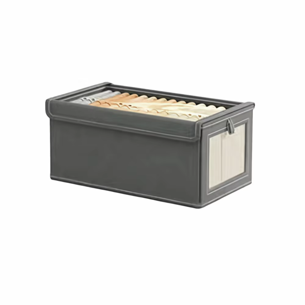 Boîte de rangement pour vêtements empilable, pliable avec couvercle, organisateur de garde-robe, gra