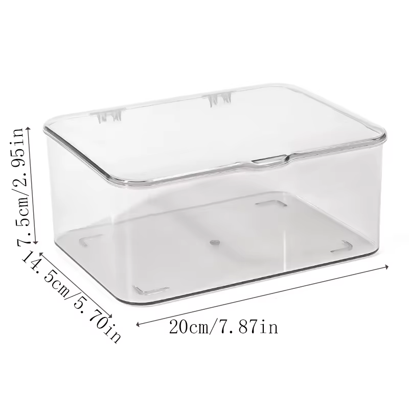 Boîte de rangement cosmétique entièrement transparente avec couvercle, étanche et anti-poussière, ut