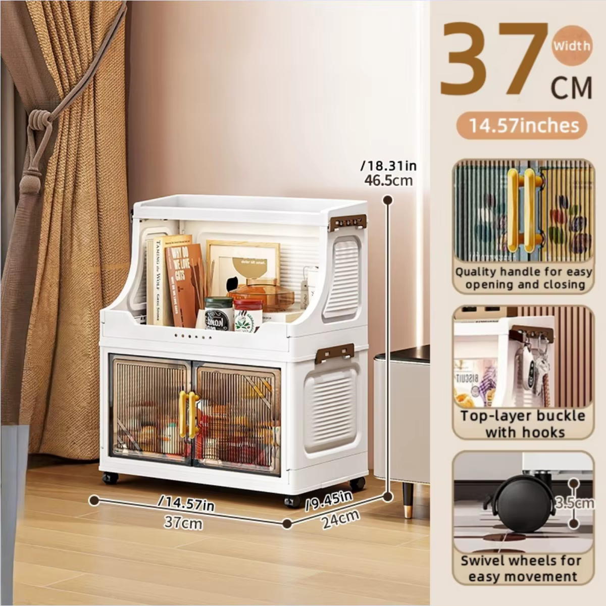 Armoire de rangement pliable à double porte, organisateur mobile peu encombrant de grande capacité p