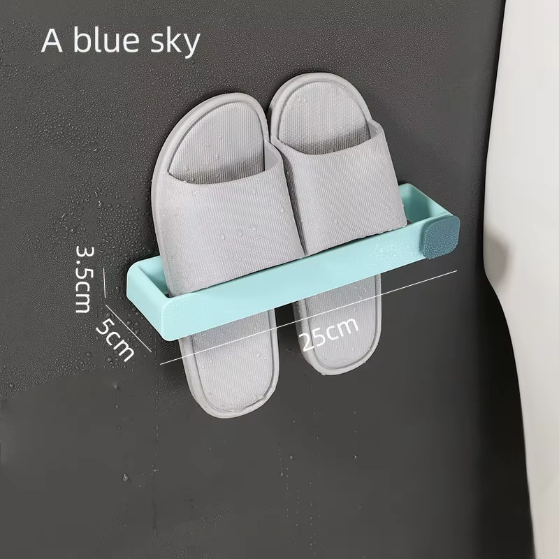 Étagère murale sans perçage pour pantoufles de salle de bain, support à chaussures monobloc, étagère