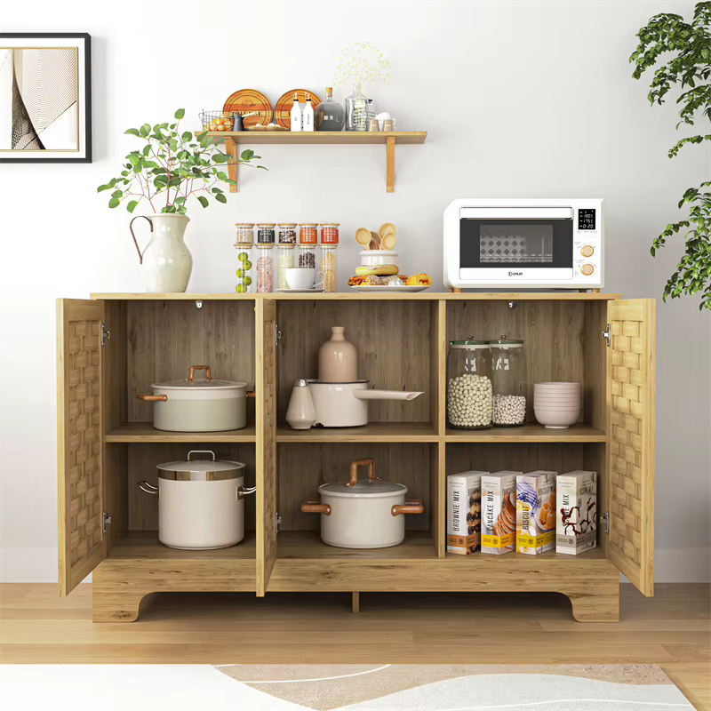 Armoire de rangement moderne en bois avec étagères intérieures réglables et kit anti-basculement pou