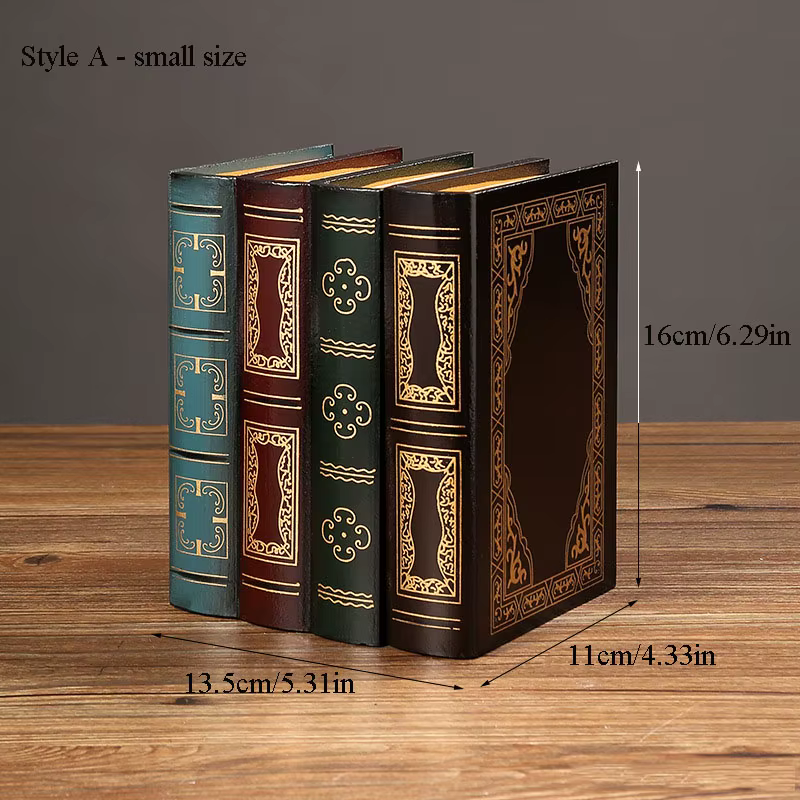 Nouvelle boîte de rangement en forme de livre, style vintage, en bois avec couvercle, empilable, boî