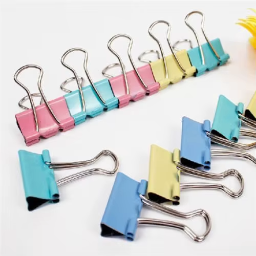 Clips de reliure en métal colorés 15mm, 60 pièces/lot, trombone, papeterie de bureau, fournitures de