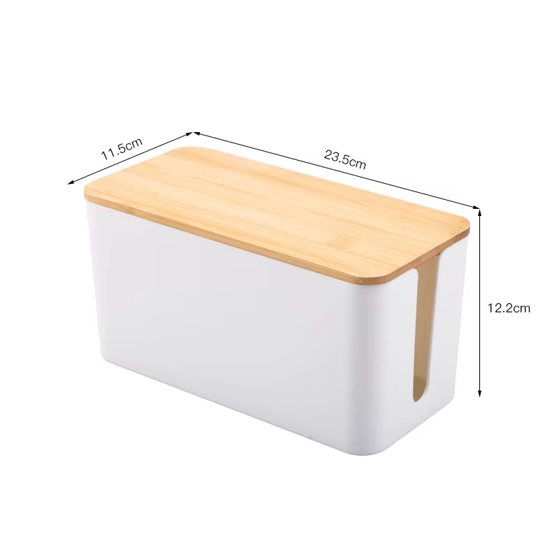 Boîte de Rangement de Câbles en Bois pour Ligne Électrique, Étui Anti-Poussière pour Prise de Charge