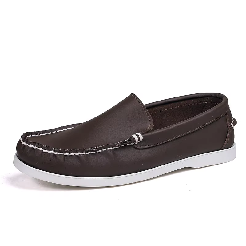 Mocassins confortables chaussures bateau à la mode pour hommes en cuir véritable chaussures de pont 