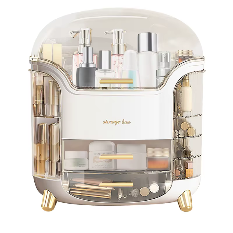 Boîte de rangement de cosmétiques avec couvercle et tiroirs, étui organisateur de maquillage de comp