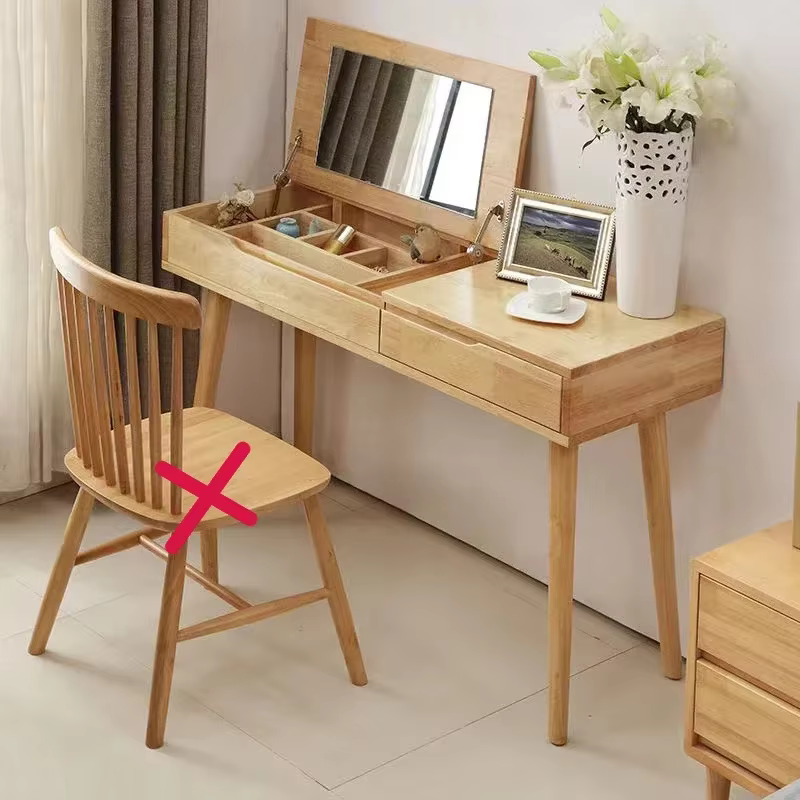 Commode de maquillage en bois massif avec miroir, bureau multifonctionnel simple, rangement, mobilie
