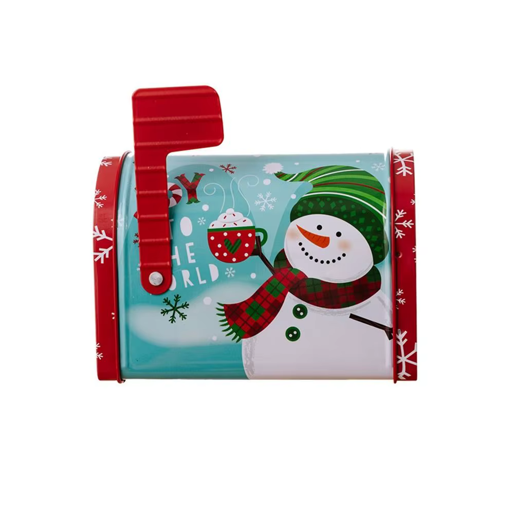 Boîte à bonbons de Noël en métal en forme de boîte aux lettres, grande capacité, boîte à biscuits, b