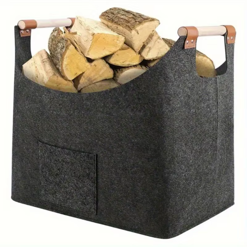 Panier à bois de chauffage, panier de rangement en feutre de grande capacité pour organisateur de bo