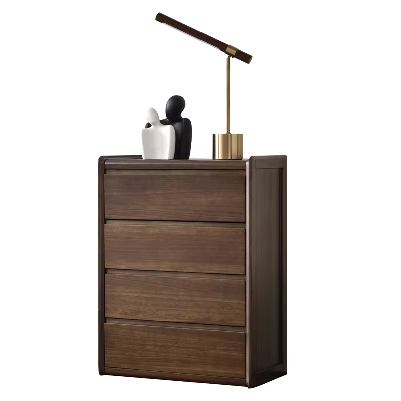 Armoire moderne en bois de noyer avec tiroirs, meuble de rangement minimaliste pour chambre à couche