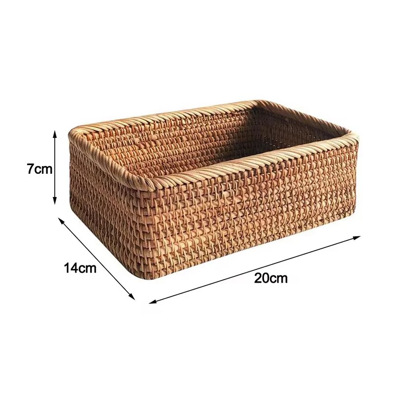 Panier de rangement rectangulaire en rotin et osier, vaisselle, pique-nique, fruits, collation, pain