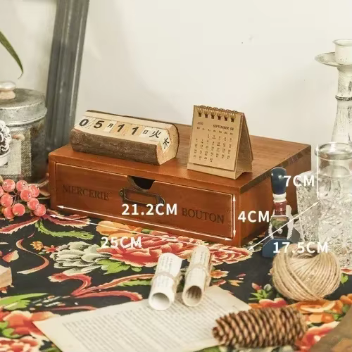 Étagère de rangement en papier et bois Vintage, 1-4 couches, organisateur de Style tiroir, armoire d