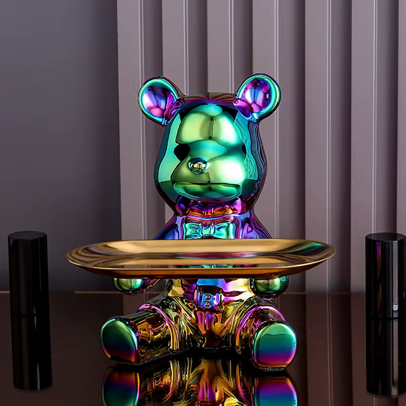 Boîte de rangement ours plaquée colorée en céramique, maison, salon, nouvelle salle, plateau de rang