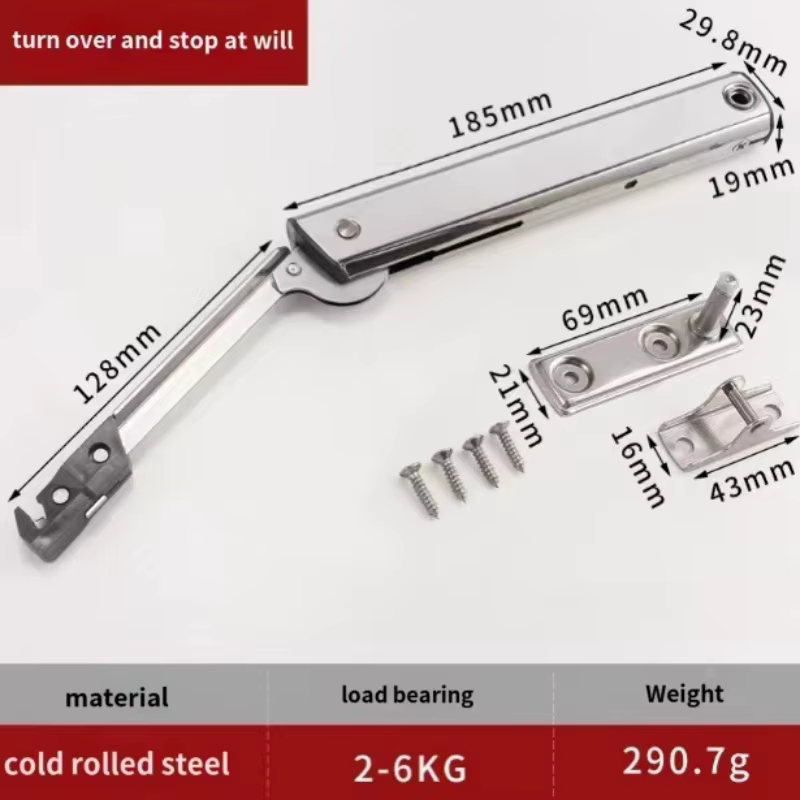 Charnières d'armoire hydrauliques robustes, arrêt de porte vers le haut et surélevé à volonté, tige 