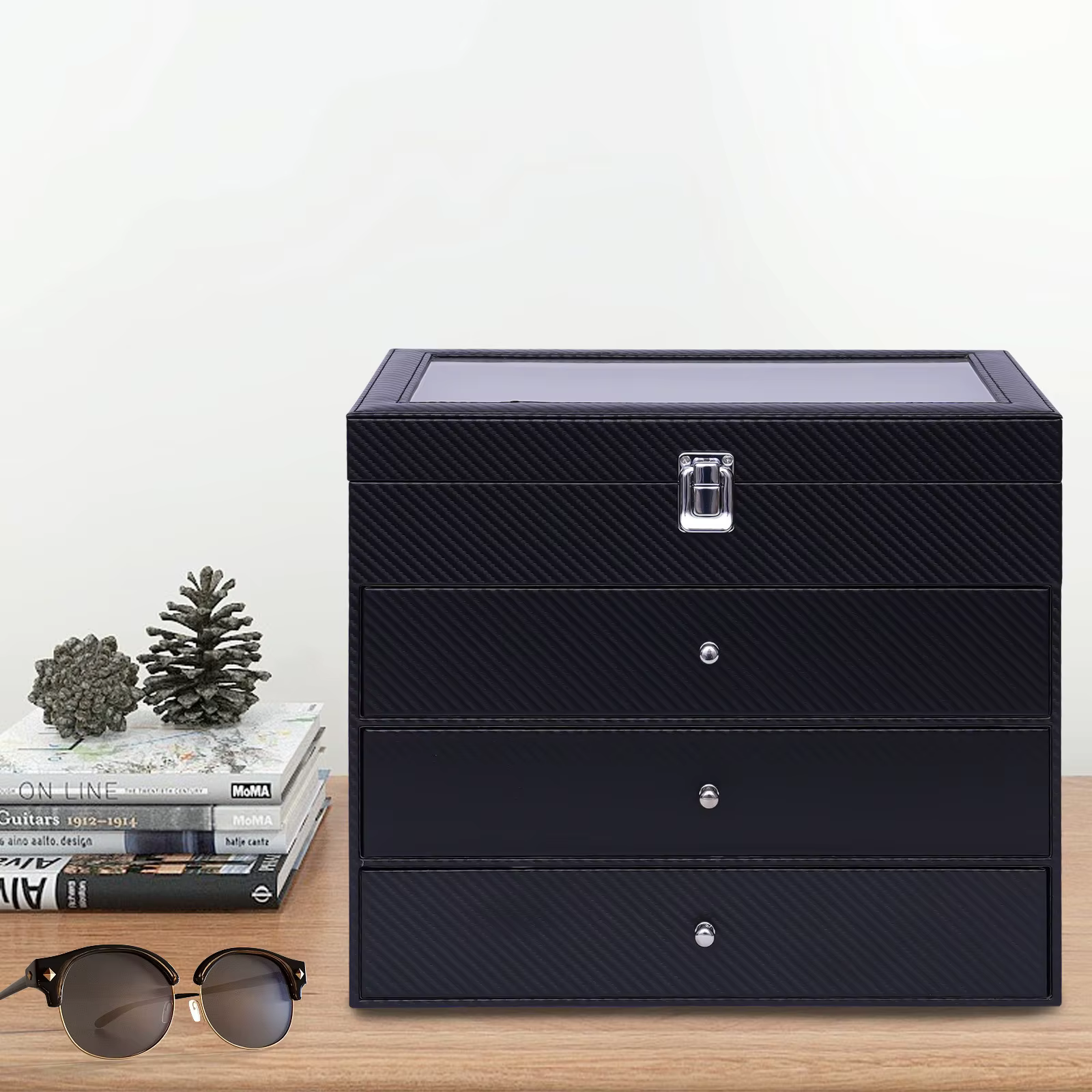 Boîte de rangement pour lunettes de soleil, porte-lunettes, étui à 24 grilles