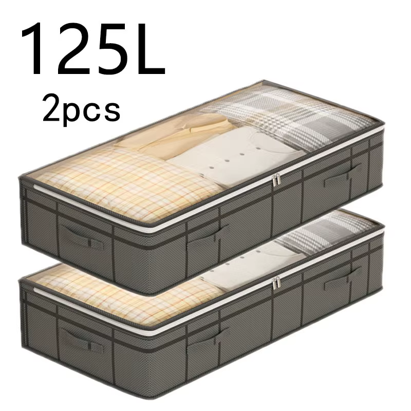 Lot de 2 bacs de rangement sous le lit, grande capacité, anti-poussière et anti-humidité avec couver