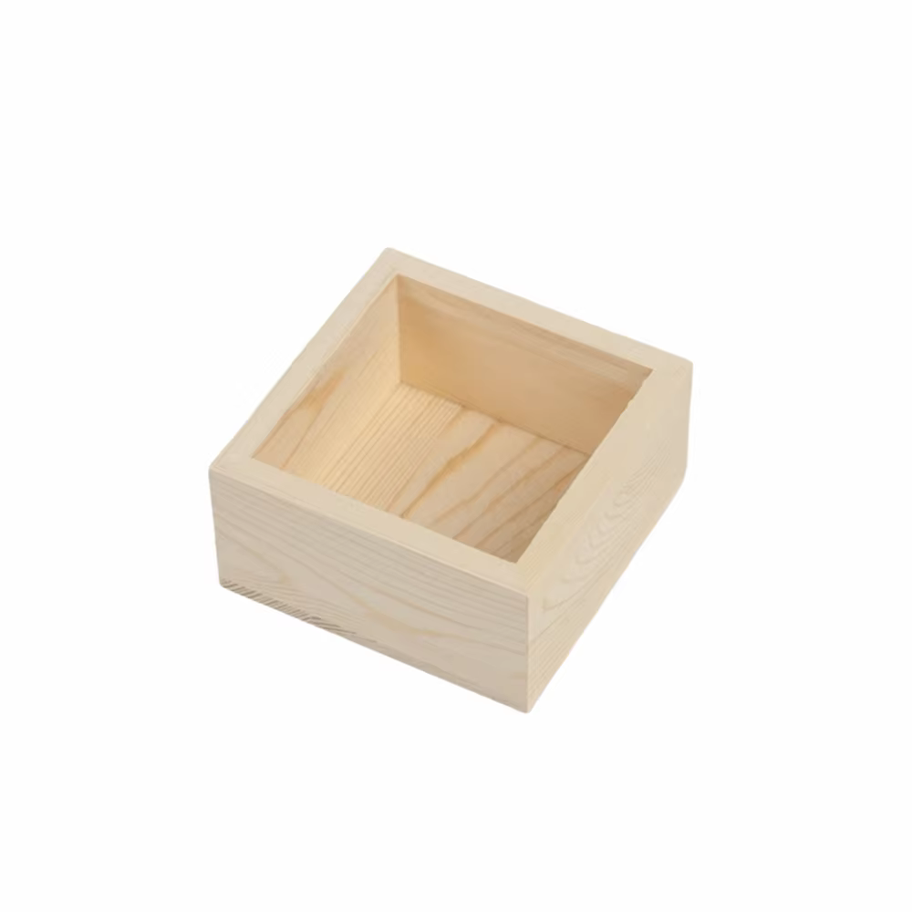 Nouvelle boîte en bois carrée décorative, petit conteneur de rangement en bois, boîte de rangement D