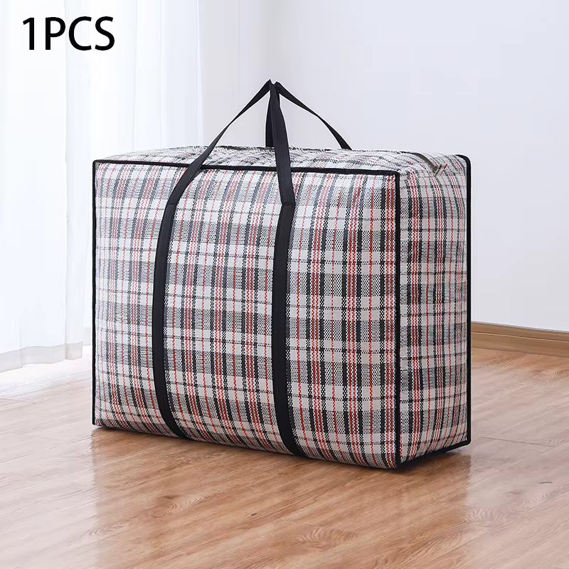 Grands sacs de rangement pour déménagement, sac de voyage à carreaux, sac de transport pour linge, o