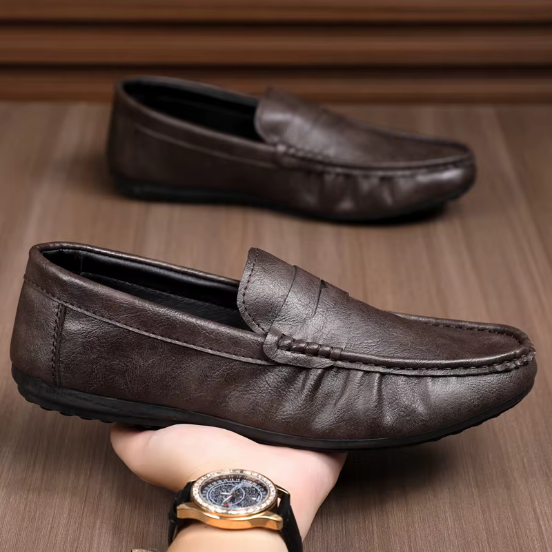 Mocassins pour hommes de style britannique, chaussures décontractées à la mode, confortables, à enfi