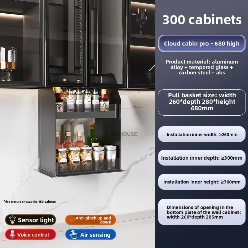 Panier de rangement électrique intelligent pour condiments, panier extractible à levage Vertical pou