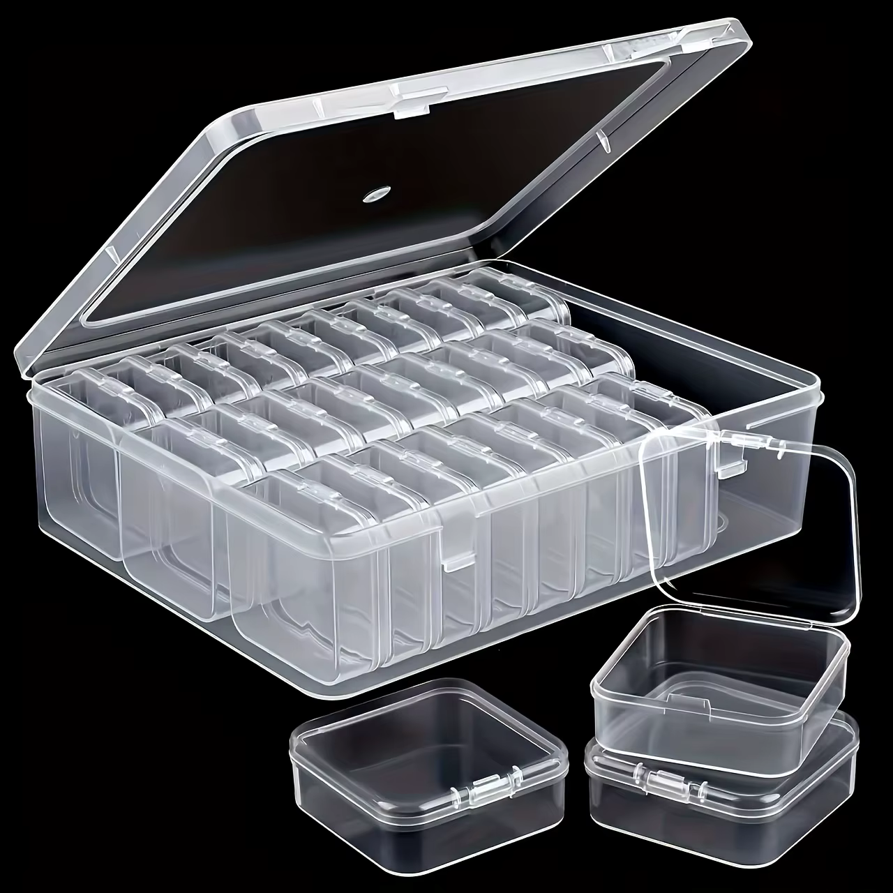 30 petits contenants de rangement en plastique, boîte de rangement transparente et portable, pour tr