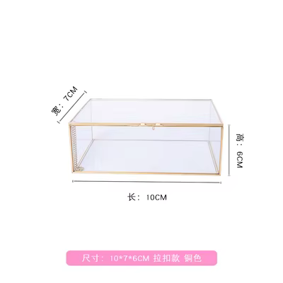 Boîte à bijoux en verre transparent, boîte de rangement pour bijoux, accessoires d'affichage de fleu