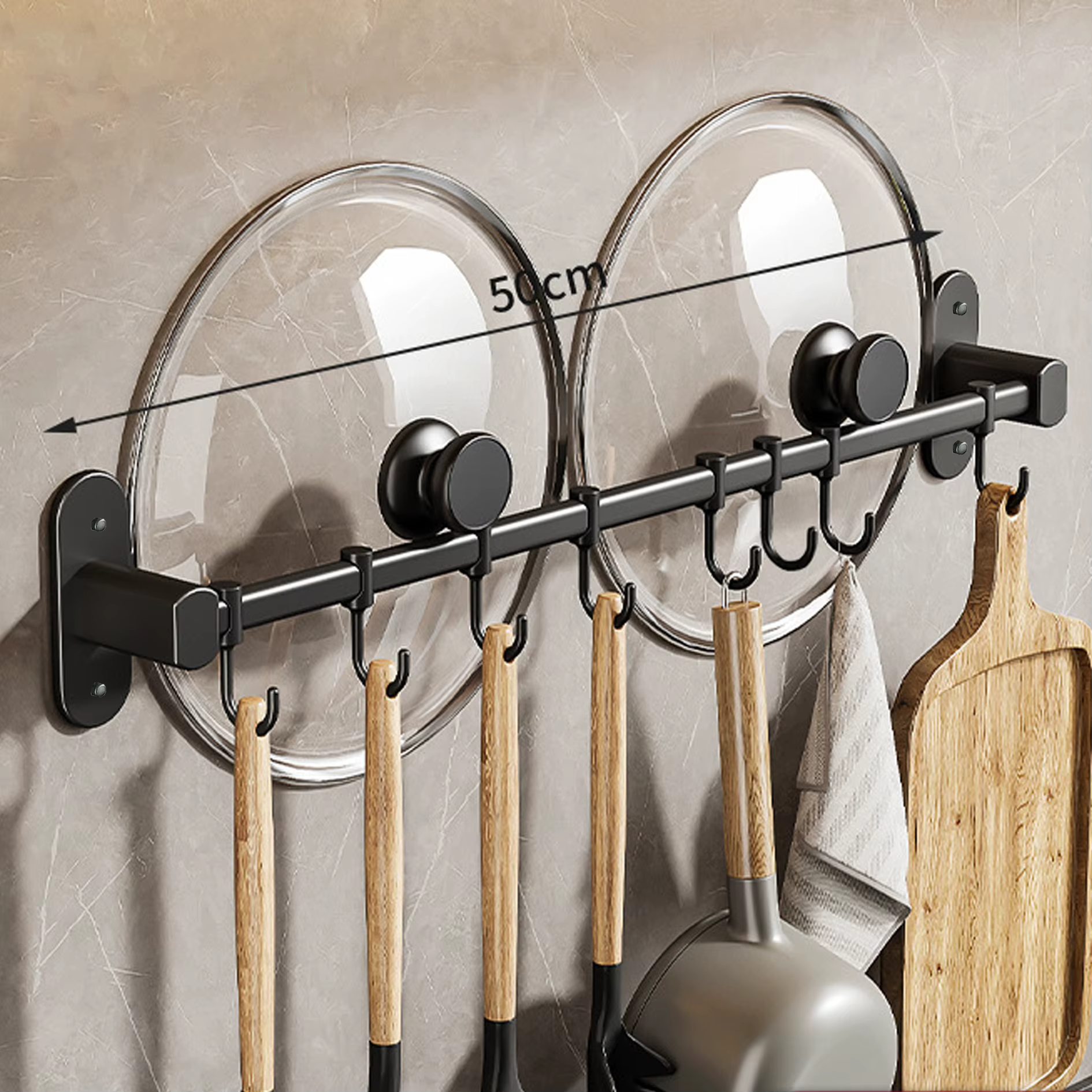 Support de rangement pour équipement de cuisine, 1 pièce, comme couvercle de Pot et spatule, support