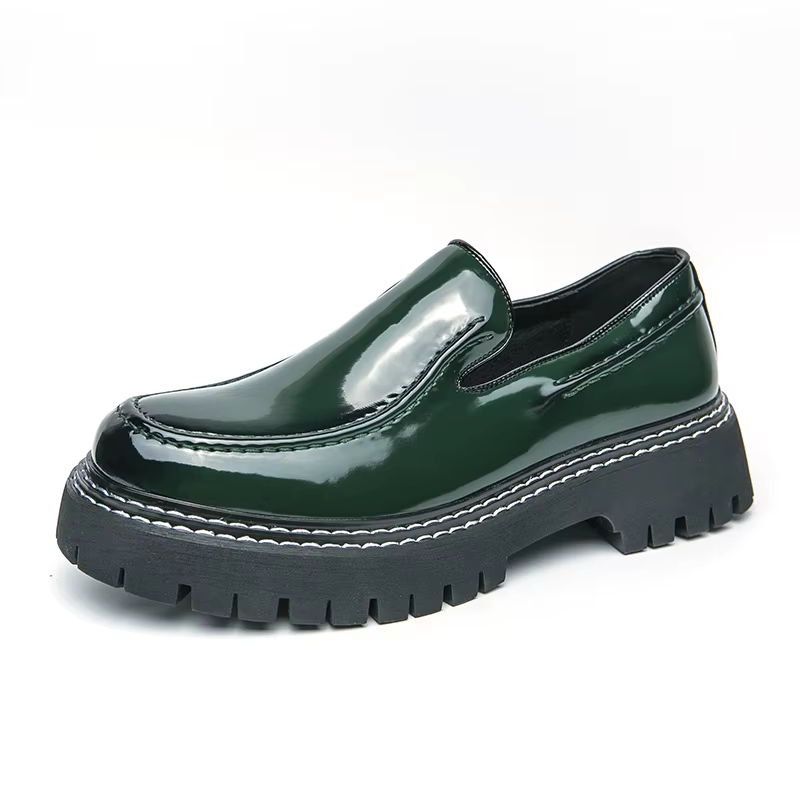 Chaussures en cuir pour homme, style mocassins, à semelle épaisse, antidérapantes, confortables, pou