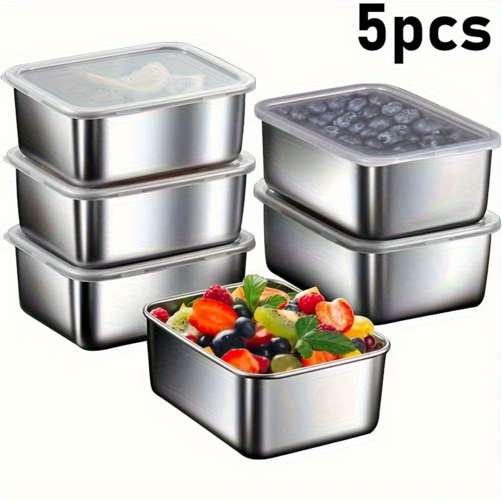 Ensemble de conteneurs de stockage des aliments en acier inoxydable, 5 pièces, boîtes à déjeuner her