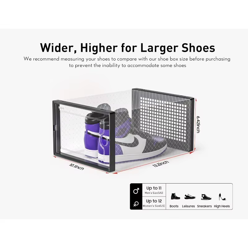 Grands boîtes de rangement pour chaussures, 1 pièce/2 pièces, organisateurs en plastique transparent