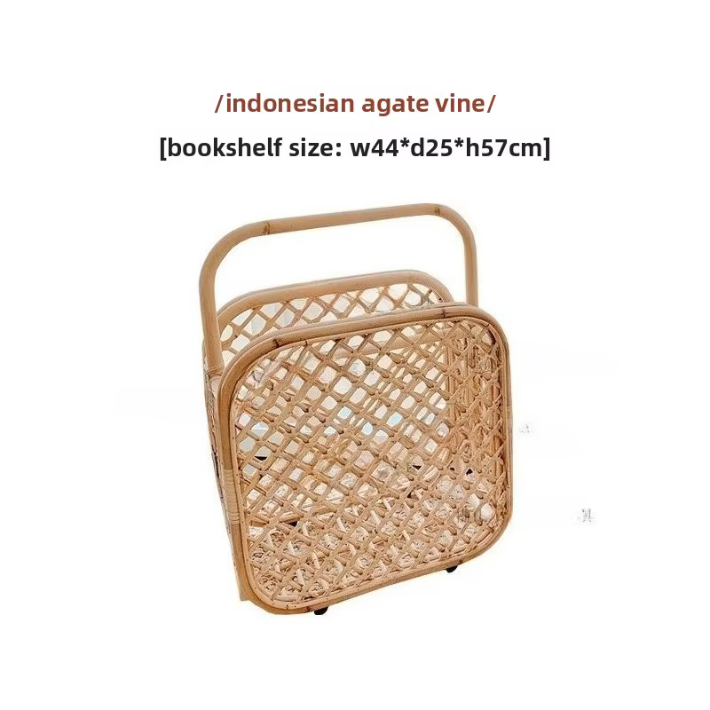 Panier de rangement en rotin et porte-revues sur pied, étagère de style INS, organiseur de journaux 
