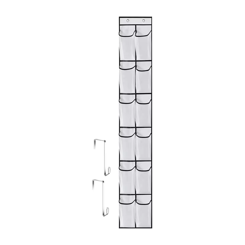 Organisateur de rangement pour chaussures suspendu à 12 poches avec 2 crochets métalliques, support 