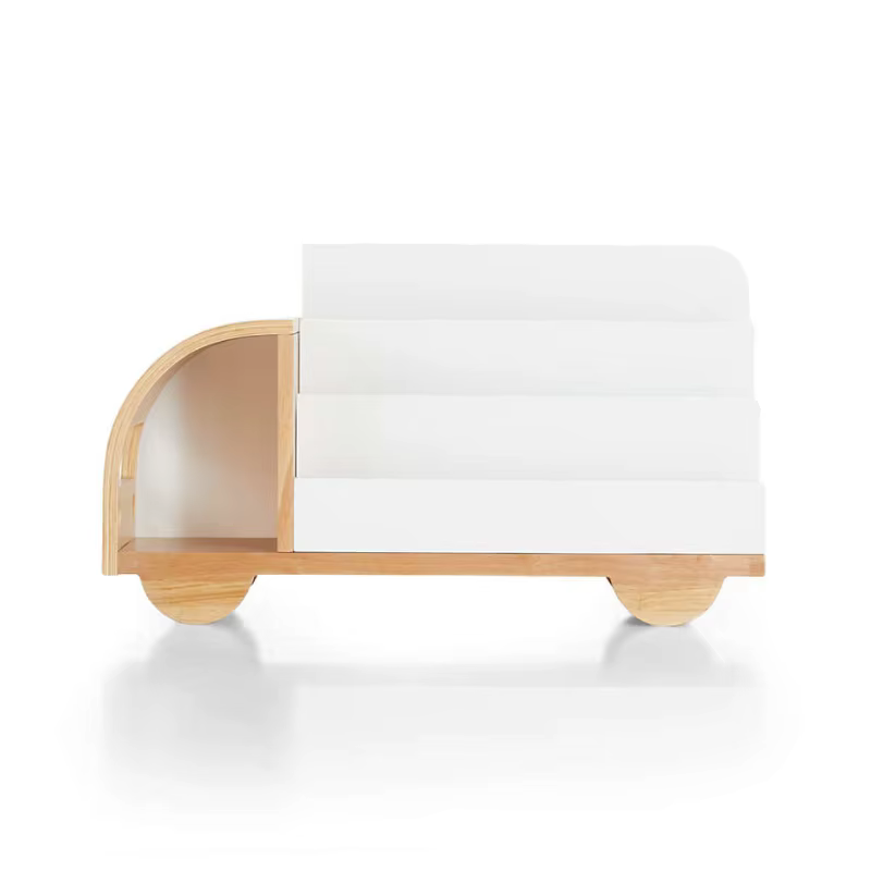 Bibliothèque pour enfants montata au sol, bibliothèque en bois à 4 étagères en forme de camion, bibl