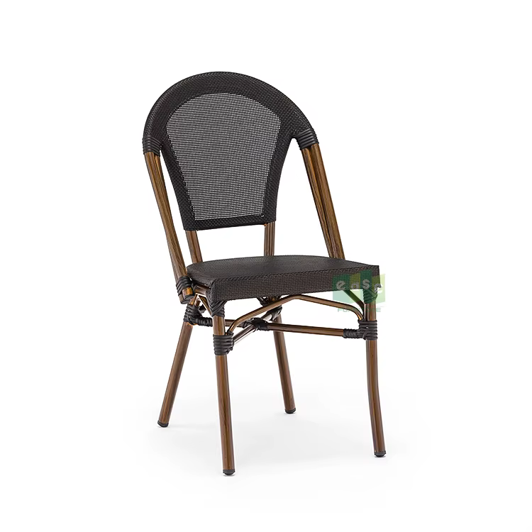 (E1044) balcon imperméable tissu noir chaise extérieure nordique meubles de Restaurant