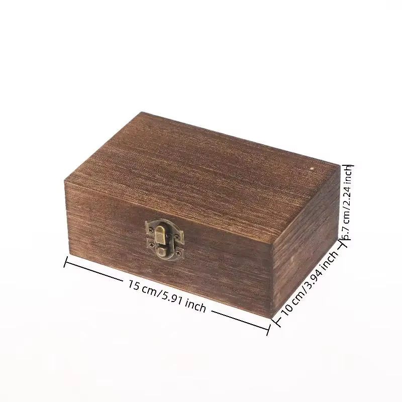 Boîte de rangement carrée en bois à couvercle articulé, vintage, pour bijoux, artisanat, organisateu