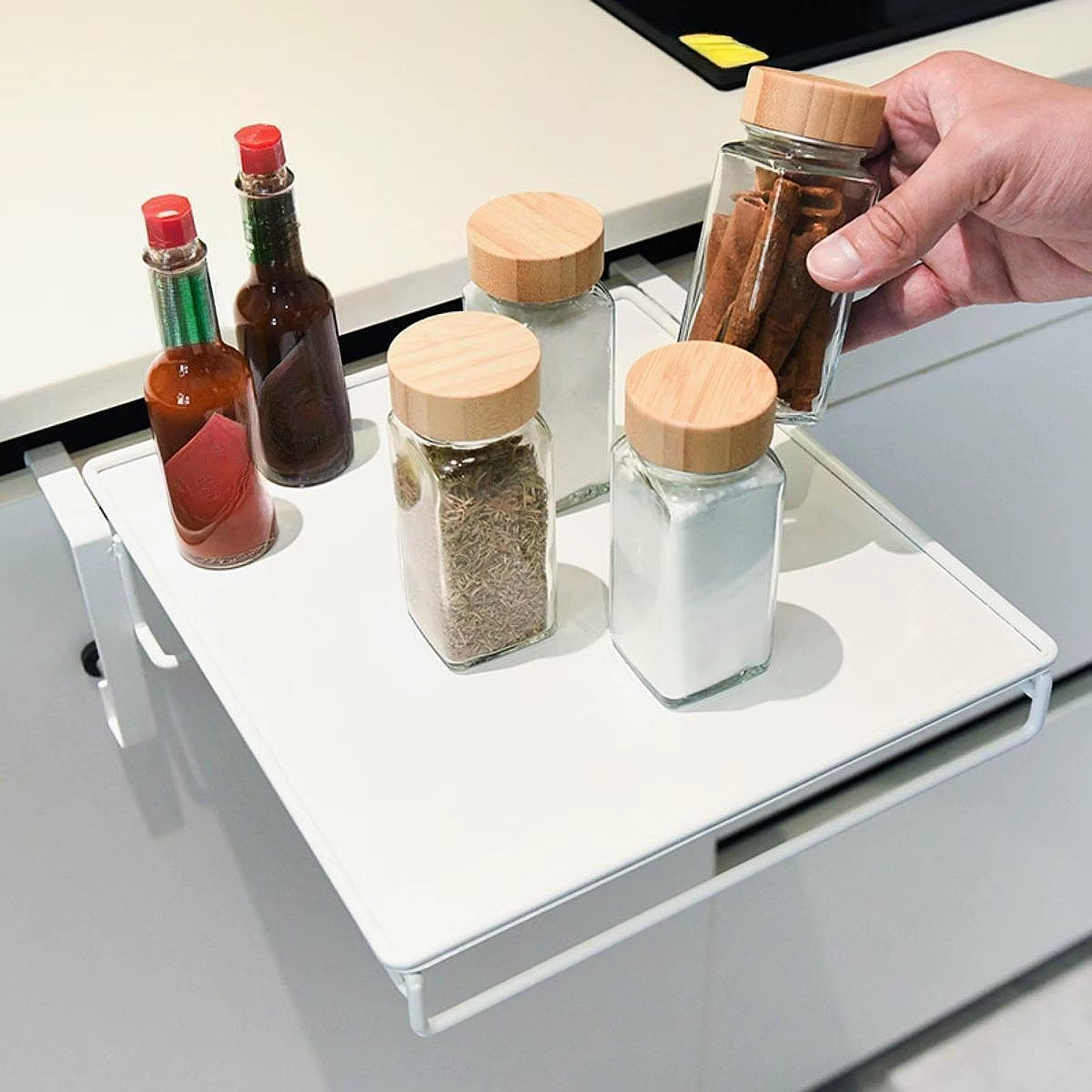 Étagère de rangement de cuisine pliable pour porte d'armoire, organisateur blanc en métal peu encomb
