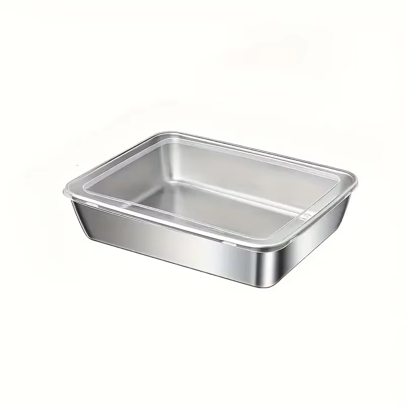 Ensemble de contenants alimentaires en acier inoxydable, empilables avec couvercles hermétiques, pou