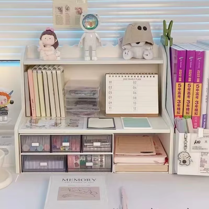 Rangement amélioré avec étagère de rangement de bureau à deux couches pour la maison et le bureau, s