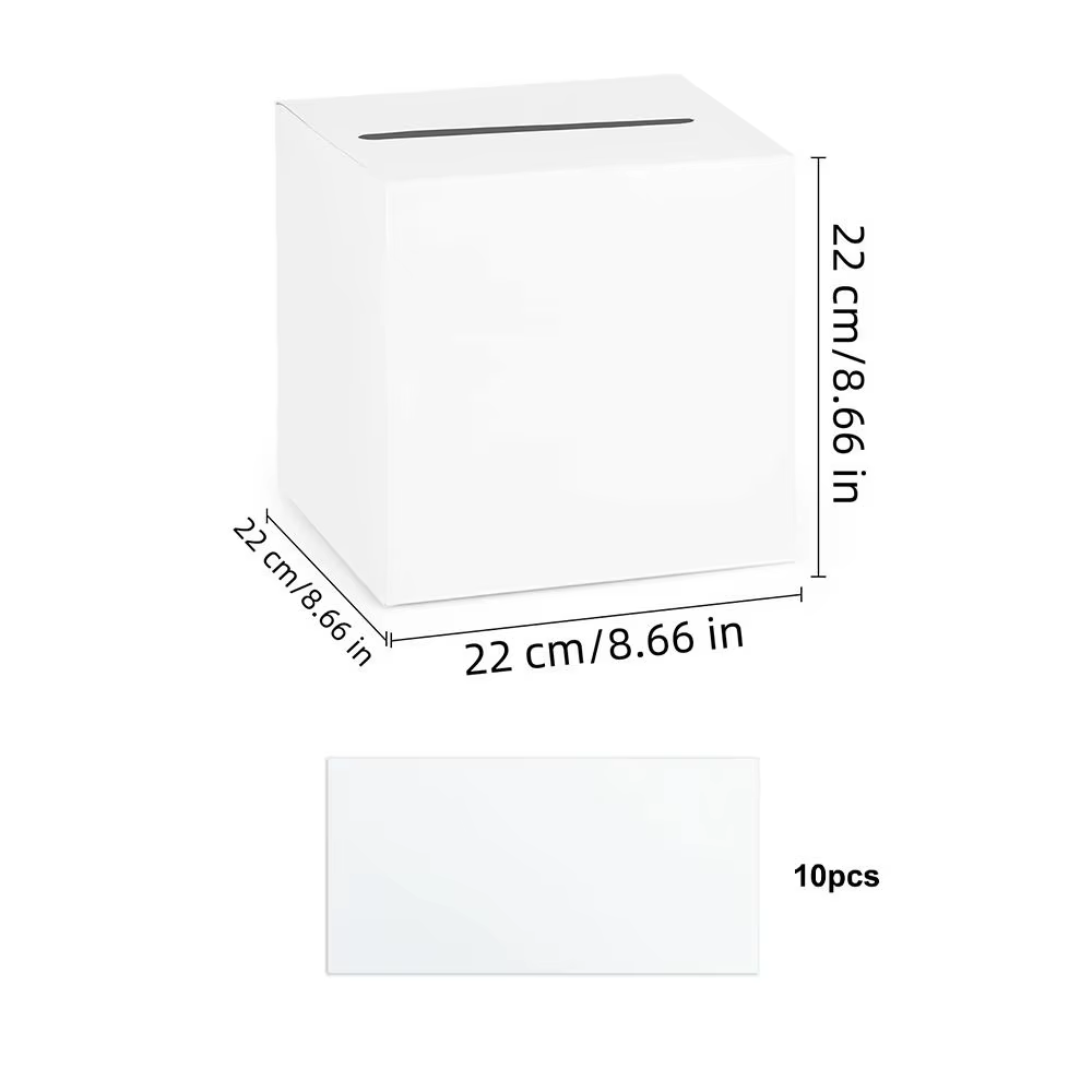 Boîte de rangement blanche et noire pour cartes de mariage, boîte à cartes de vœux et de vote en car