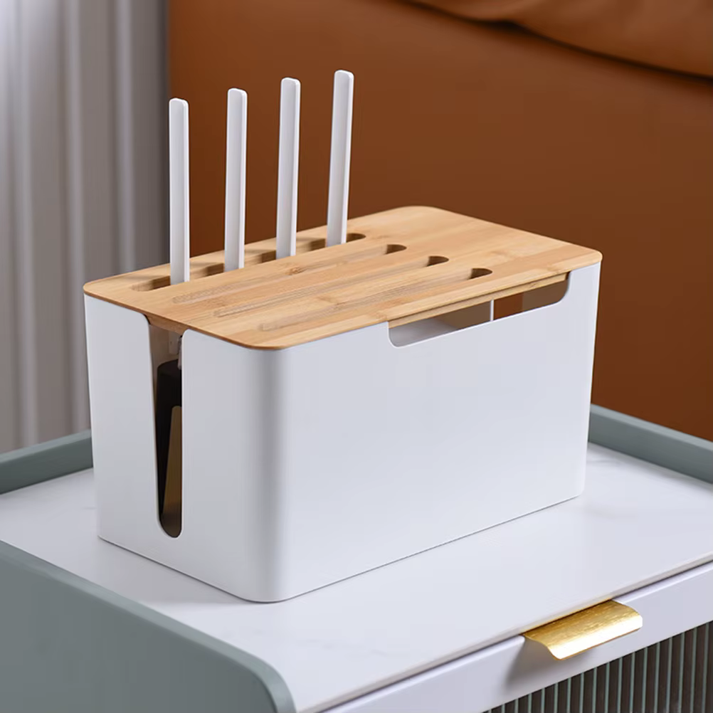 Boîte de rangement pour routeur, hub en bambou et bois, décodeur TV wifi sans fil, arrangement et ra