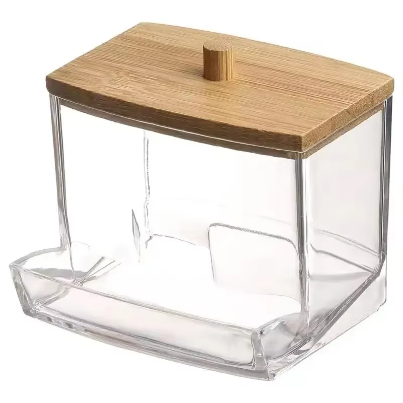 Boîte de rangement pour coton-tige, conteneur pour coton-tige à Double tête, couvercle carré Transpa