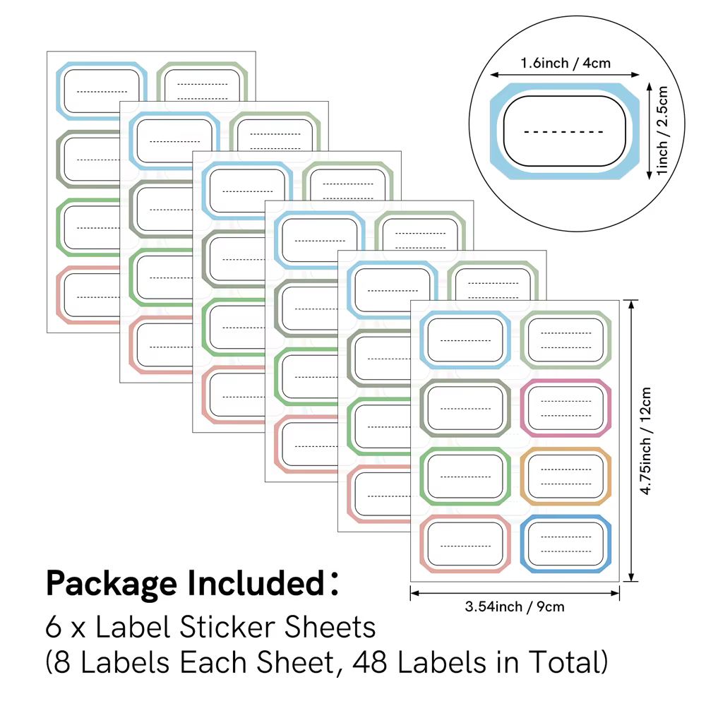 Enveloppes de rangement en plastique avec autocollants d'étiquettes colorées, pour organiser, matric