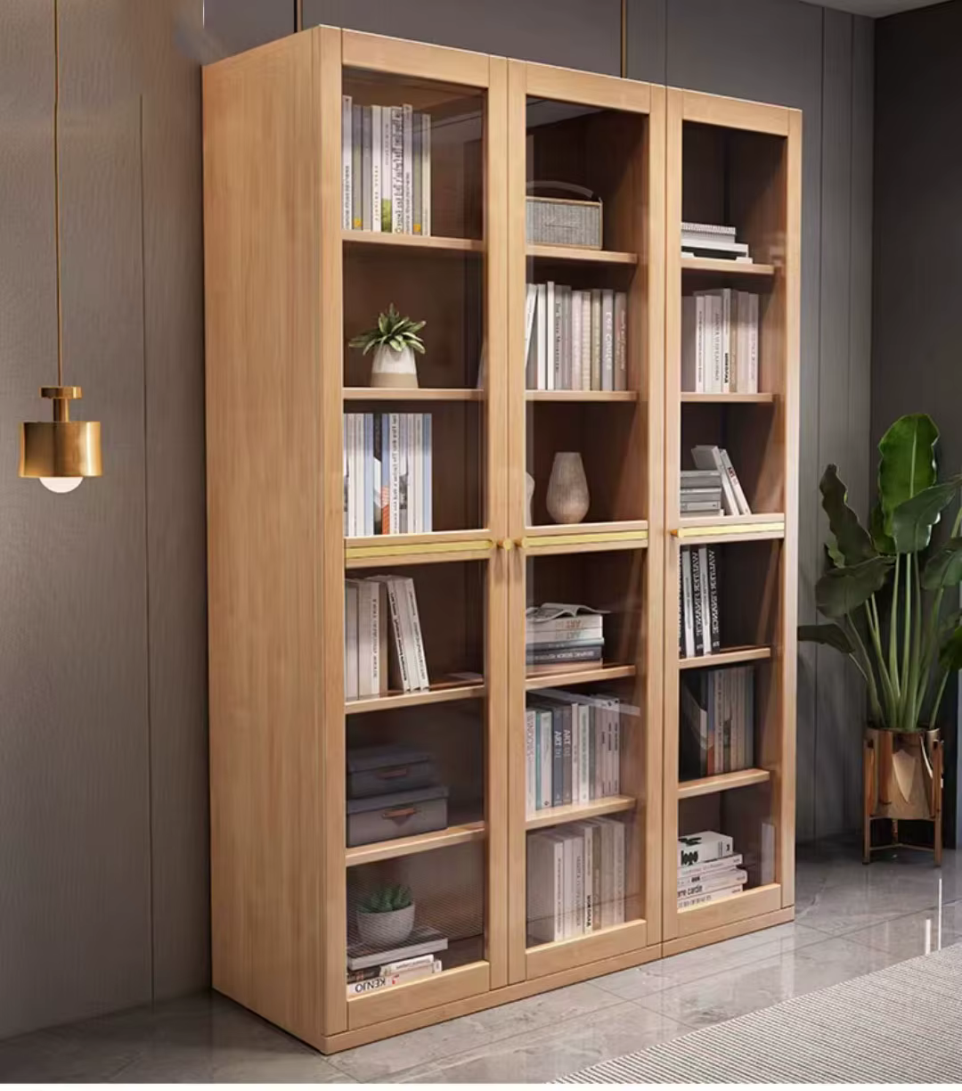 Meubles de maison salon vitrine bibliothèque bibliothèque avec échelle armoire en bois massif biblio