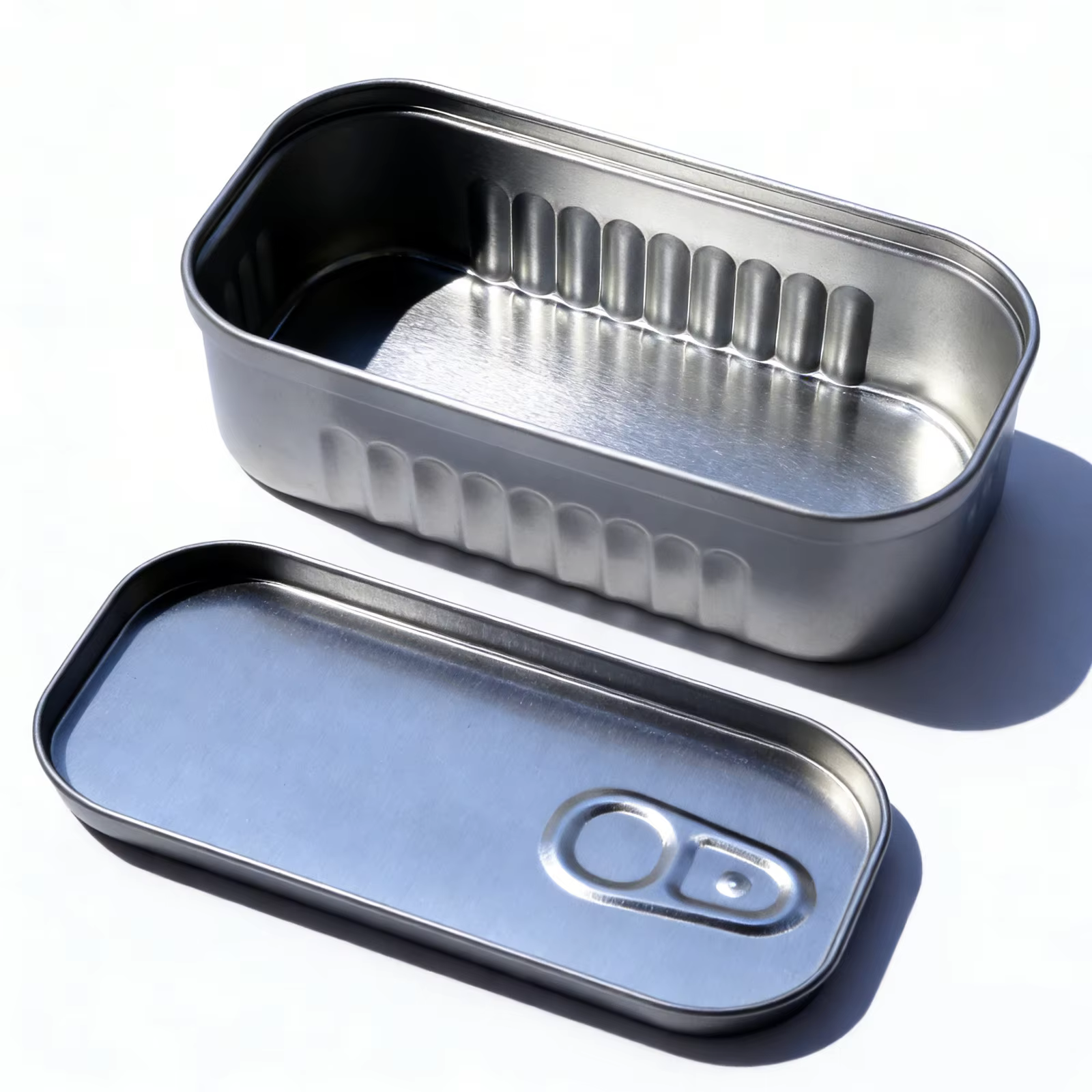Boîte de rangement en forme de boîte de conserve de sardines, boîte en métal portable scellée avec c