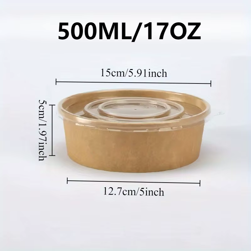 Bols ronds en papier Kraft, boîte à Bento jetable avec couvercles, récipient de préparation de repas