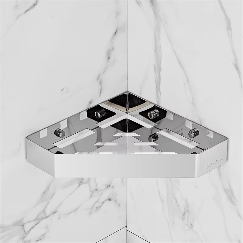 Étagère murale grise pour salle de bain et douche, en acier inoxydable noir, support de rangement po