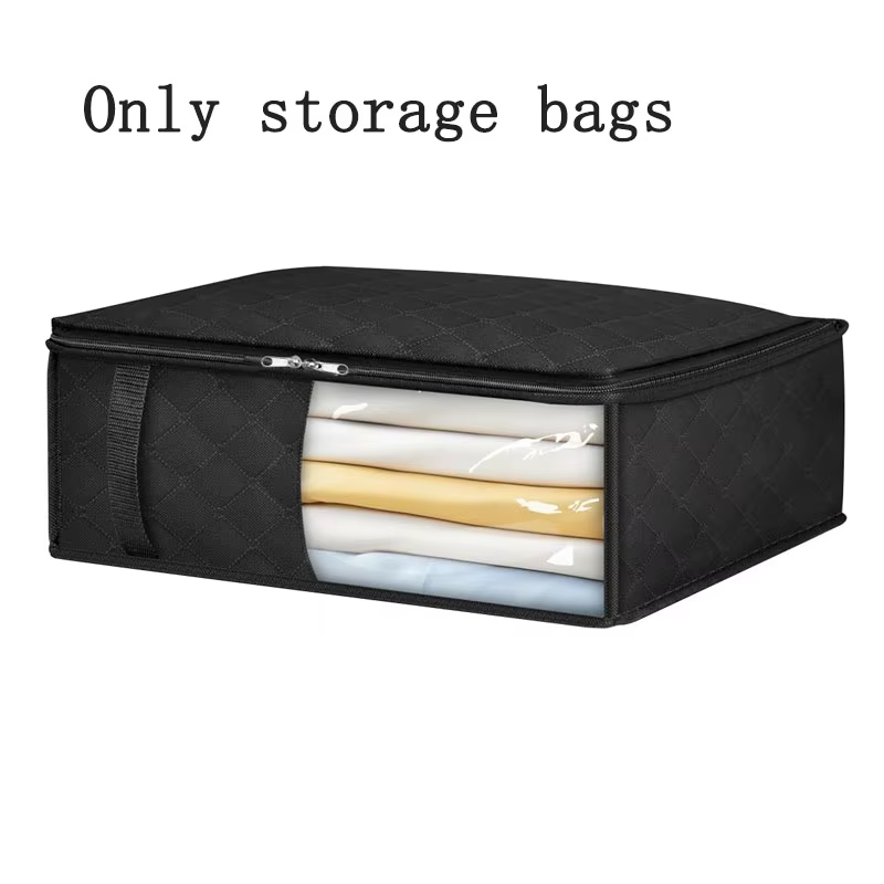Sac de rangement pour vêtements, pliable, en tissu épais, avec fenêtres transparentes et poignées, i